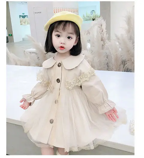 

Children's Veil Windbreaker Jacket 2022 Spring and Autumn Children's Dress Jacket Fashionable Princess Baby Girls Trench Coats