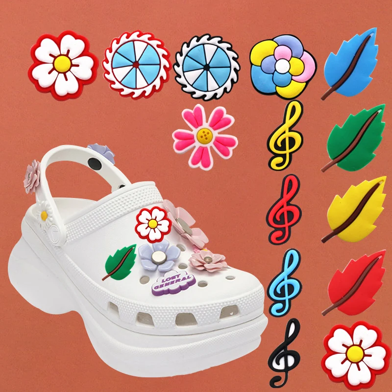 

Shoe Charms Accessories Musical Note Shoe Charms Red Blue Leaves Flower Shoe Accessories Decoration Fit Kids Party Gifts