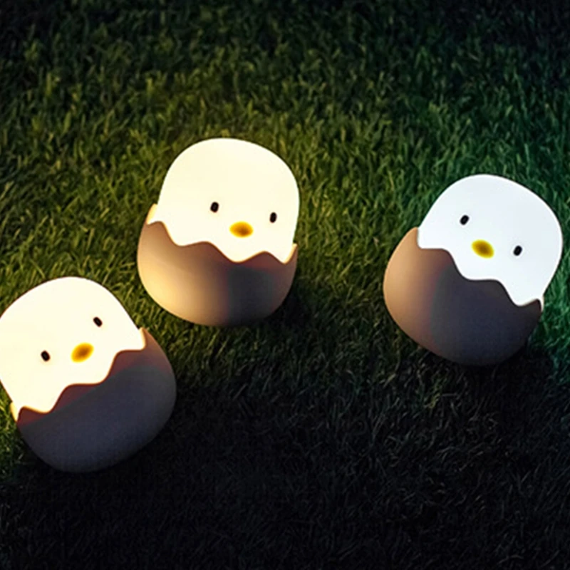 

USB Cute Eggshell Chicken Night Light Creative Bedside LED Tumbler Sleeping Lamp X6HD