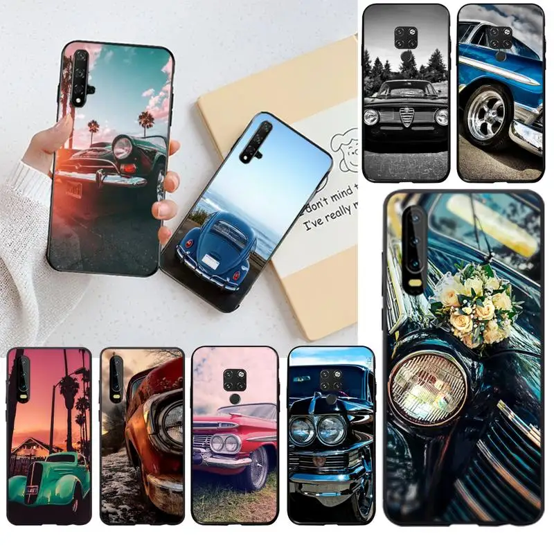 

YJZFDYRM Classic Vintage Old Retro Car Black Cell Phone Case for Huawei P40 P30 P20 lite Pro Mate 30 20 Pro P Smart 2019 prime
