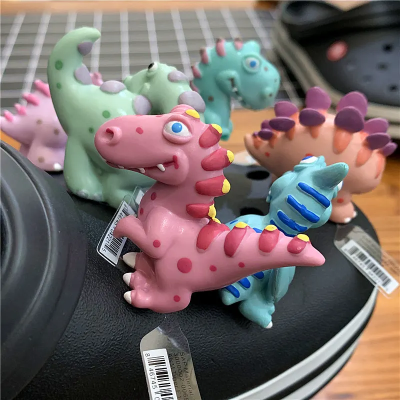 Single Sale 1pcs Dinosaur Shoe Croc Charms Shoe Accessory Tyrannosaurus/Raptor/Stegosaurus/Pterosaur Shoe Original Decorations