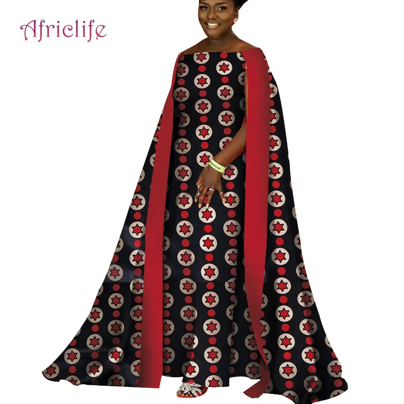African Dresses for Women Sexy Long Dress for Party and Wedding with Long Pendulum Elegant Lady African Print Dresses WY4332