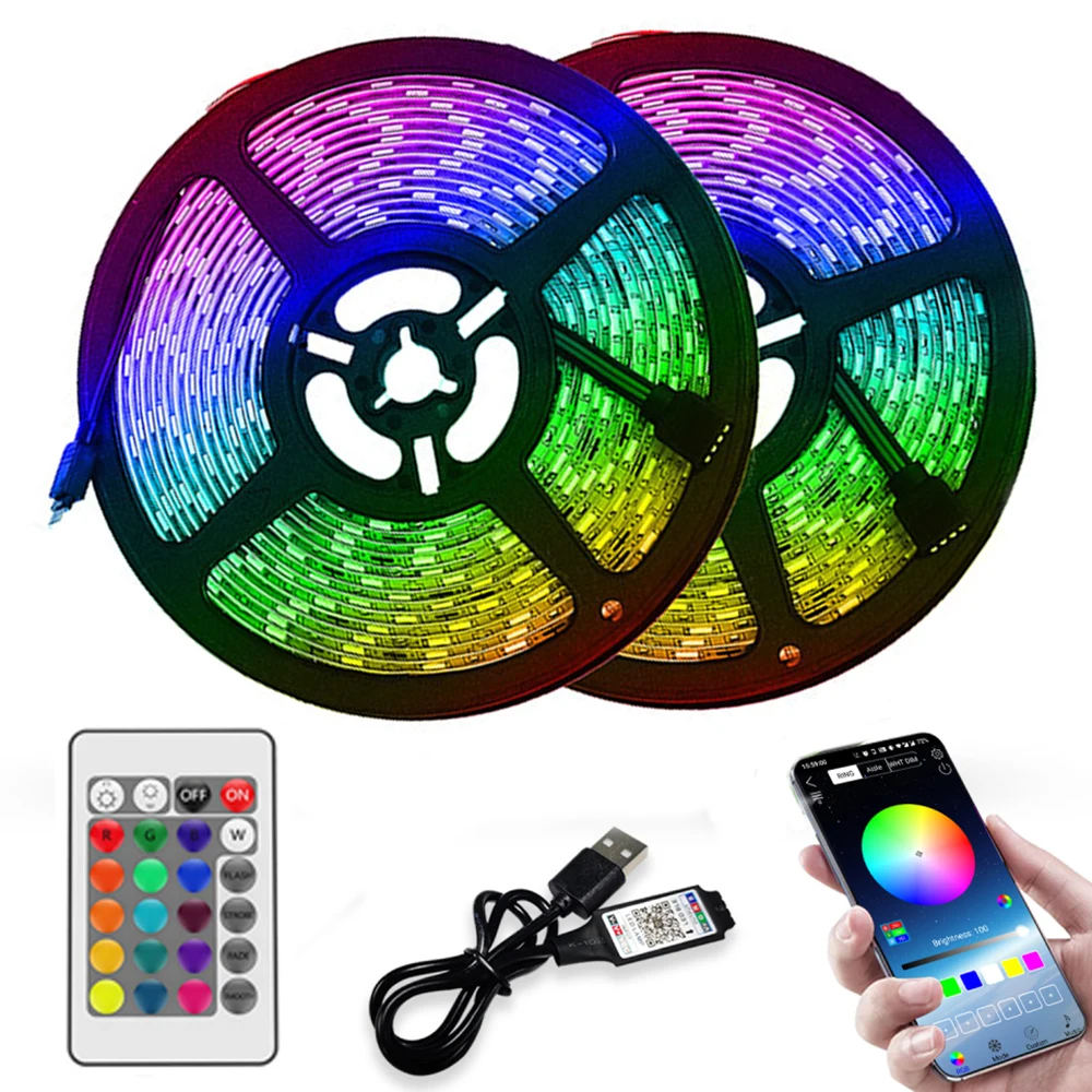 Светодиодная лента RGB 2835 с Bluetooth-управлением USB гибкая лампа 5 В диодами для