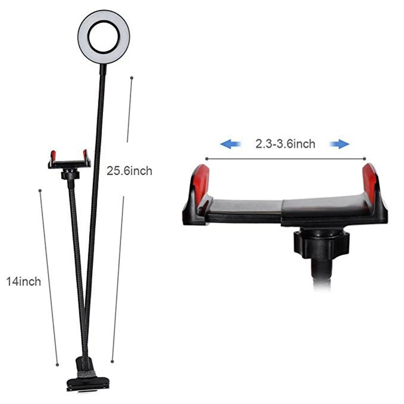 Светодиодный светильник с кольцом наполнителем держатель для мобильного или