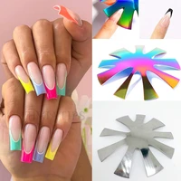 easy french smile cut v line edge trimmer nail cutter almond design nail stencil styling mold french manicure tools