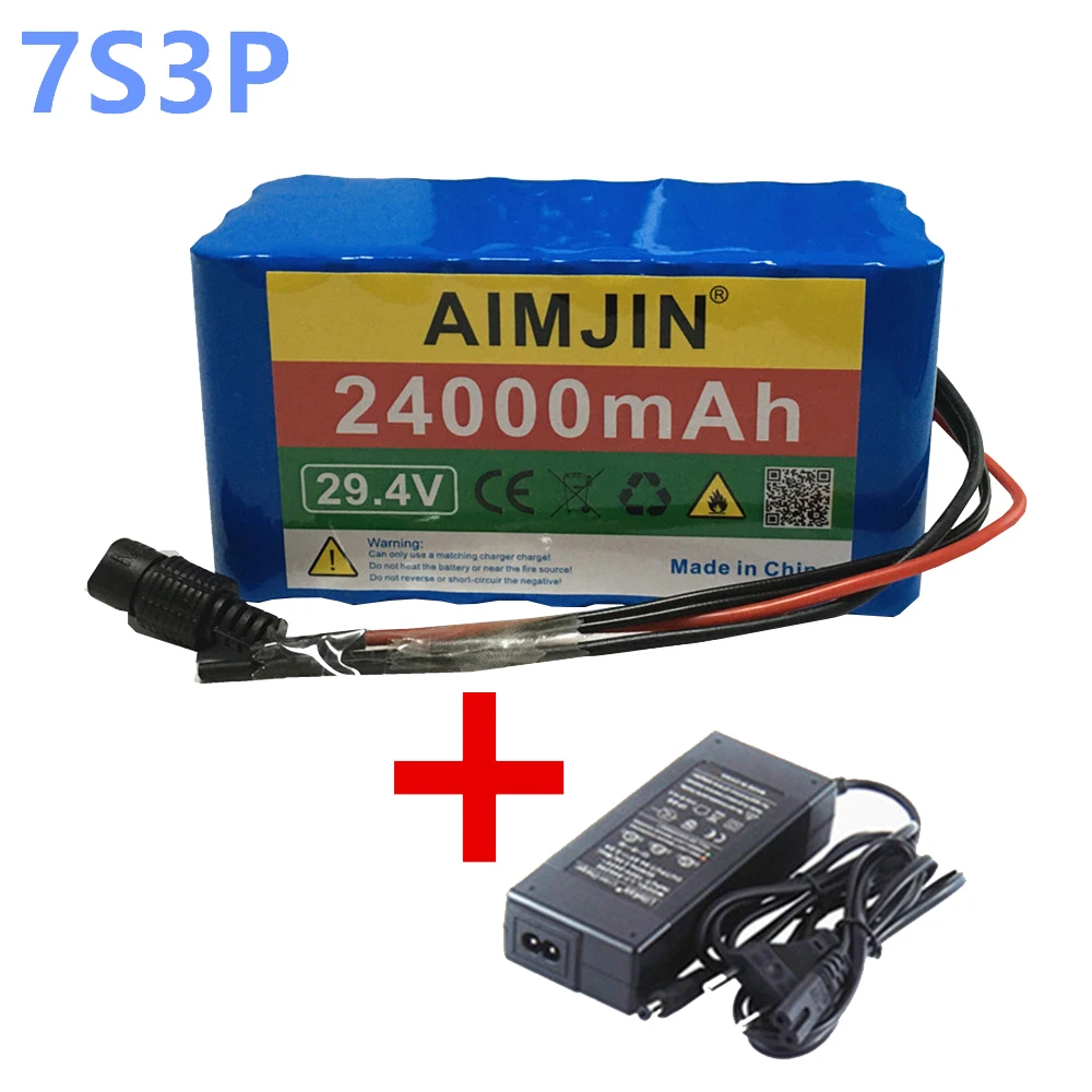 

24V 18650 Lithium Battery Pack 7S3P Large Capacity 24000mAh 29.4V Fast charge 180W Electric Bicycle Scooter Batteries Free ship