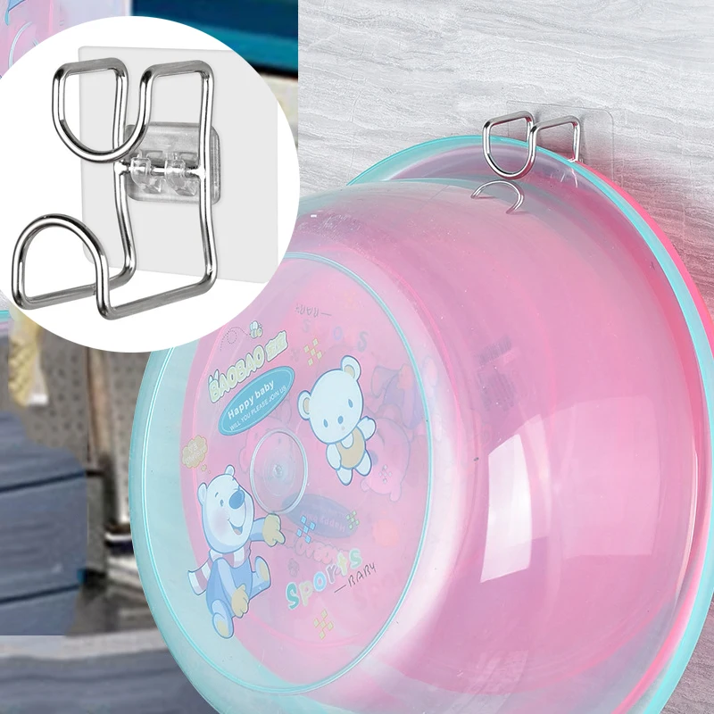 

Strong Self Adhesive Wall Hanger Hooks No Nailless Seamless Hook Kitchen Bathroom Stainless Steel Washbasin Hook Waterproof