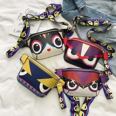 2019 модная женская поясная сумка из искусственной кожи нагрудная с граффити