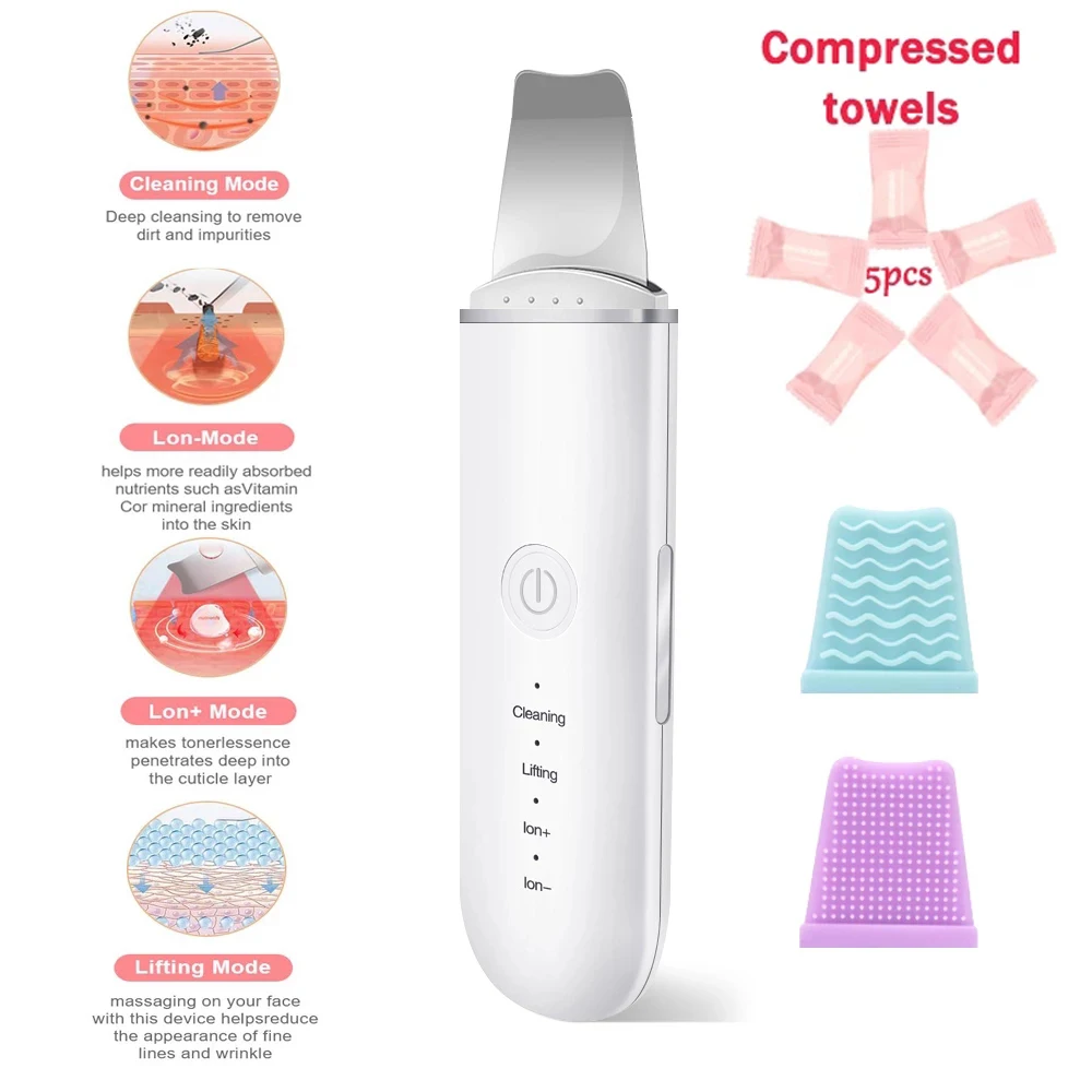 

Ultrasonic Skin Scrubber Pore Cleaner Exfoliating Machine Facial Lift Machine Deep Face Cleaning Peeling Facial Face Scrubber