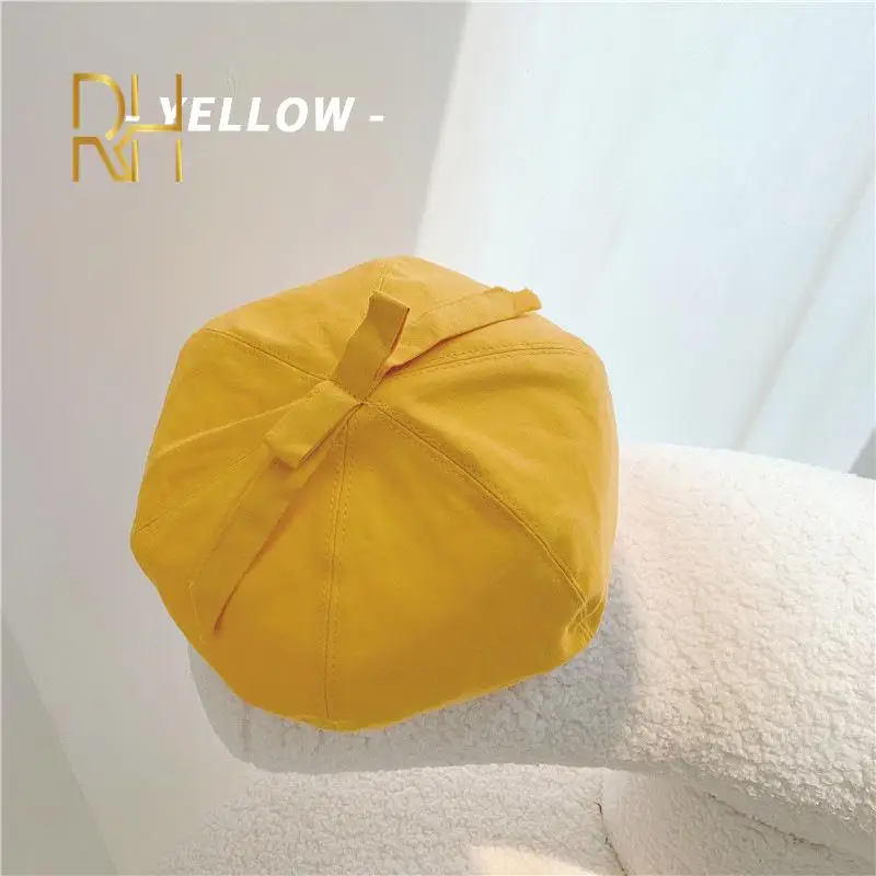 Модный женский берет с бантом осенне зимняя восьмиугольная шапка шапки в стиле