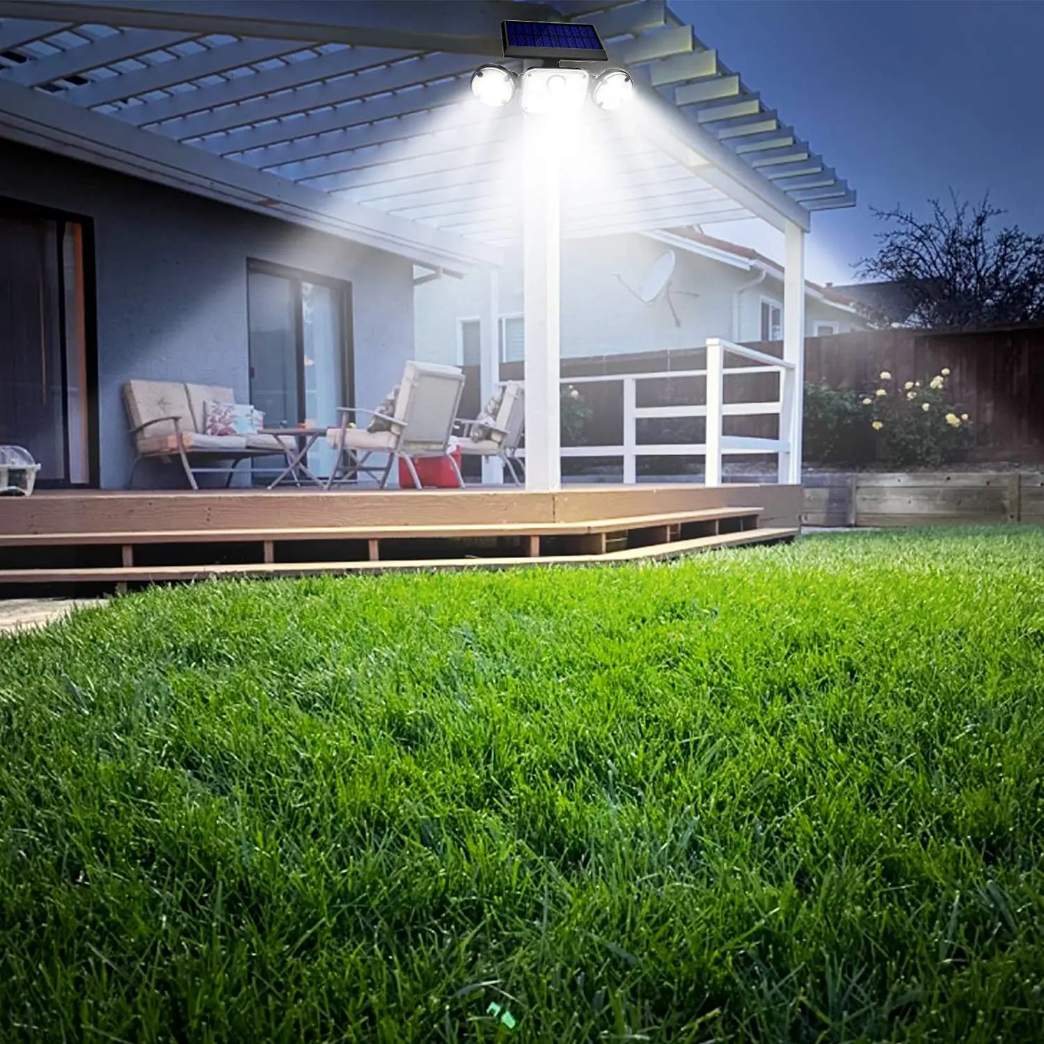 

Solar Motion Lights Outdoor, RJFOYB 3 Heads Solar Lights Outdoor, 78 LED Waterproof Flood Lights Outdoor, 270 Adjustable Solar