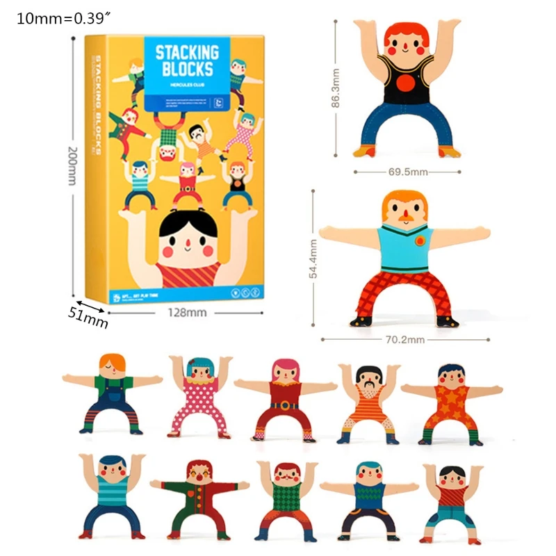 

Wooden Stacking Hercules Interlock Toys Balancing Blocks Games Toddler Infants Adults Educational Family Activities Interactive