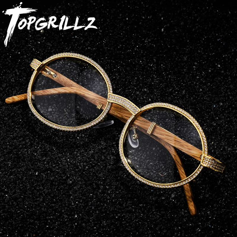 Солнцезащитные очки TOPGRILLZ с фианитами для мужчин и женщин винтажные Роскошные