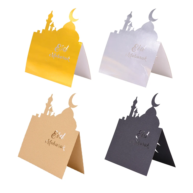 10/20/30/50 шт. Eid Mubarak Card золотые и серебряные карты для сидения на столе вечерние