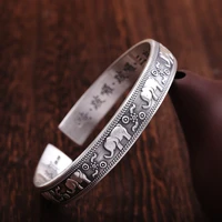 kjjeaxcmy boutique jewelry thai silver hand ornaments foot silver 999 sterling silver buddhist heart sutra womens bangle elepha
