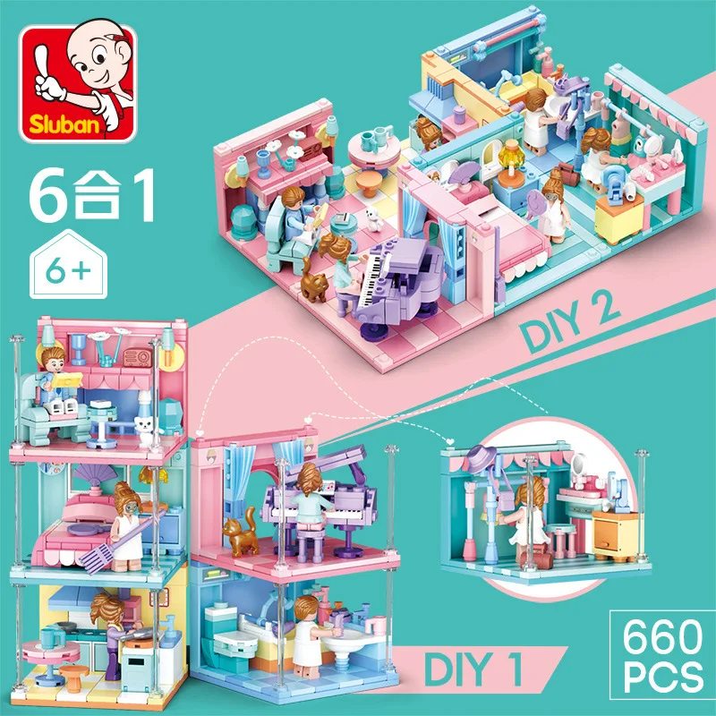 City Girl Bathroom Living Room Piano Building Blocks Bricks Romantic Kit DIY Assembly Toys For Girls | Игрушки и хобби