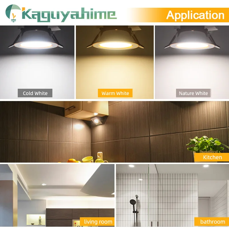 Kaguyahime-luz descendente LED, lámpara de Panel empotrado redondo, blanco Natural/cálido/frío, 3W, 5W, CA, 1/4 V, iluminación de punto, 220 Uds.