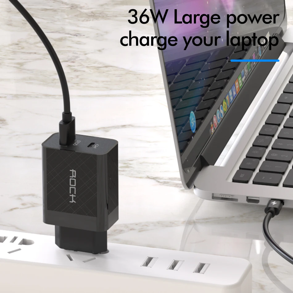 Рок PD QC 3.0 FCP Dual USB Зарядное устройство 36 Вт Quick Charge ЕС США Разъем для iPhone X 8 плюс+ PD Тип C до Освещение кабель для зарядки 15 Вт