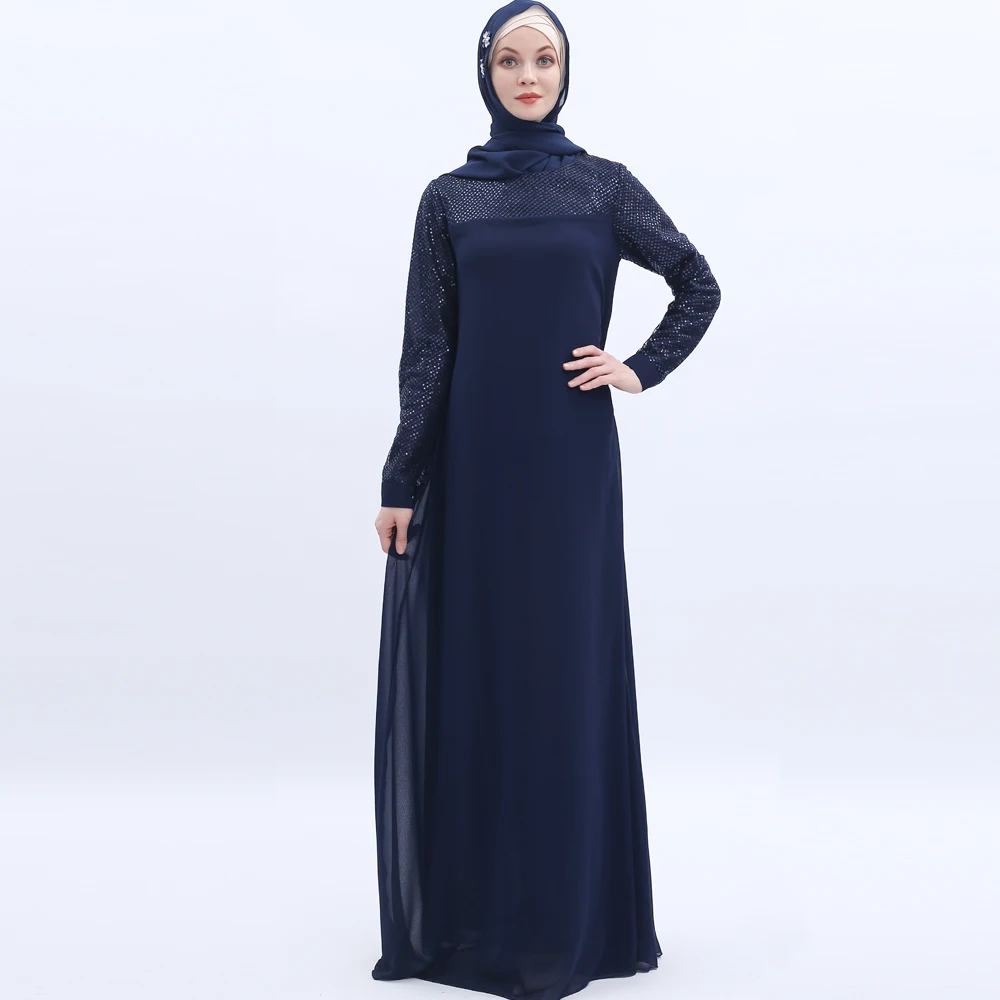 Шифоновое Прошитое платье летнее повседневное свободное мусульманское женское
