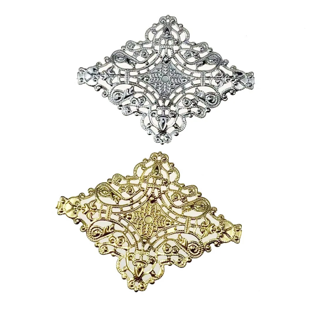 

10pcs/lot 49x69mm Metal Filigree Flowers Slice Charms base Setting Jewelry DIY Components Findings