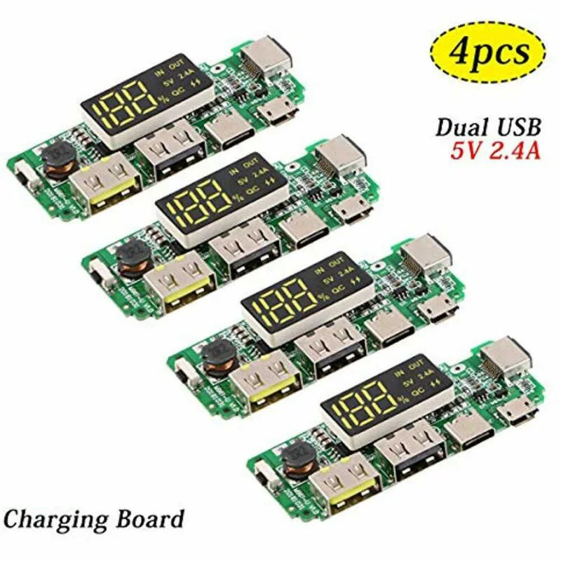 

4pcs Dual USB 5V 2.4A 186 50 Charging Board Mobile Power Bank Modules Durable