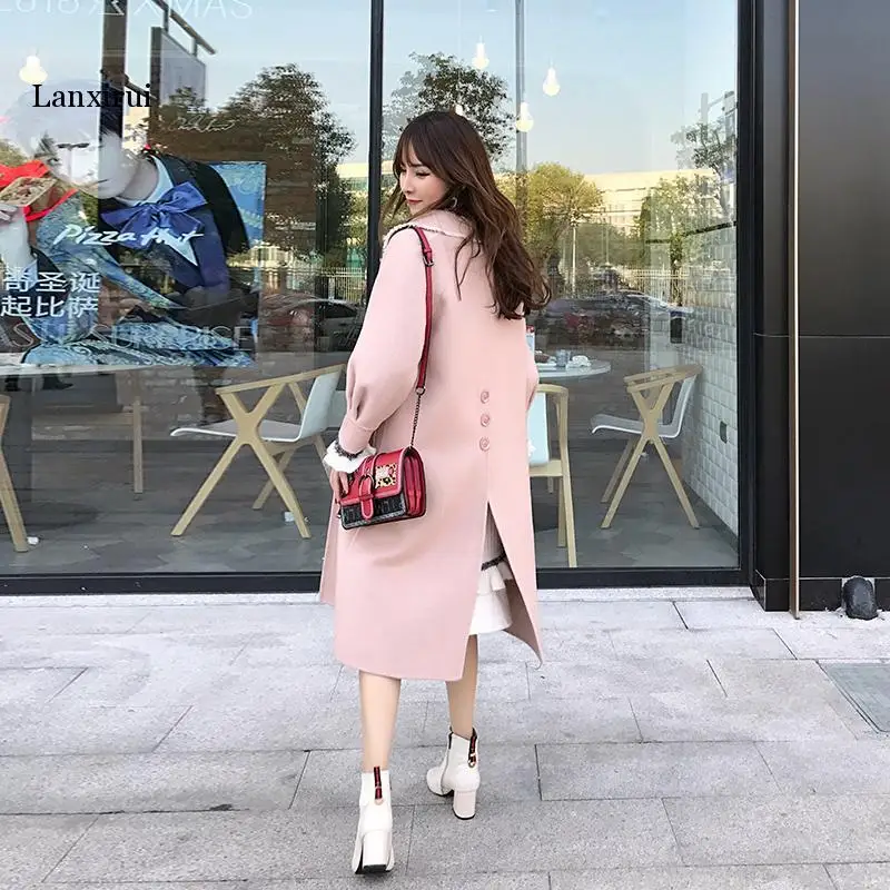 

Autumn Winter Coat Women real Wool Coat Female Double Side Woolen Coats Korean Long Jacket Femme