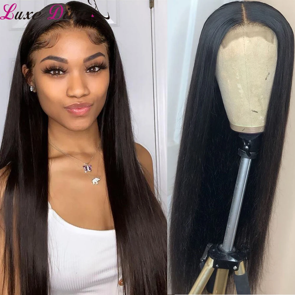 Luxediva Straight Lace Wigs Brazilian Human Hair Wigs For Black Women Natural Color Remy Lace Wigs 4X4 Lace Wigs Free Shipping