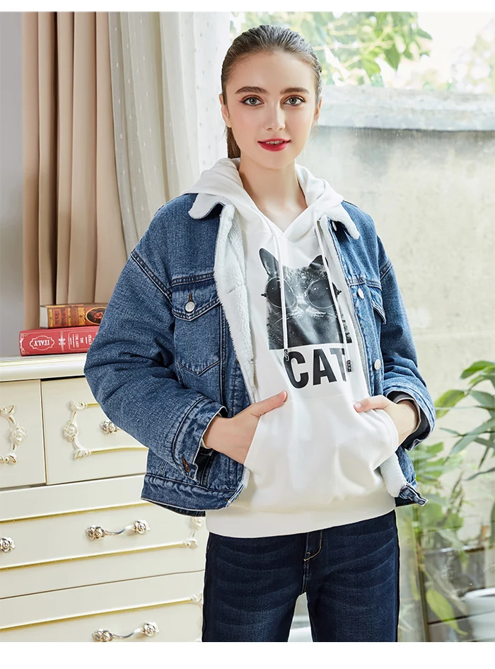 Женская теплая джинсовая куртка LEIJIJEANS, повседневная куртка из денима с начесом, новая модель 9250R большого размера на зиму