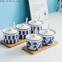 kitchen canister sets ceramic seasoning pot household salt shaker sugar bowl chopsticks storage tube kitchen storage containers