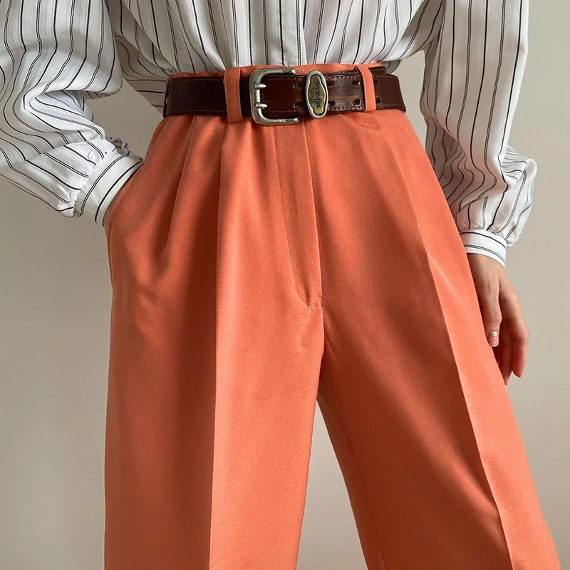 

Spring/Autumn 2022 Women's New Solid Color Fashion Wide Leg Pants Female Loose Casual Trousers Lady Mid-waist Straight Bottoms