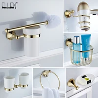 gold bathroom accessories sets towel shelf towel holder toilet paper holder rove hook ceramic bathroom products el3100g