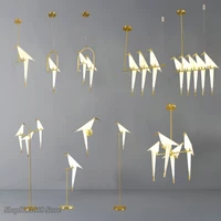 nordic gold bird cage pendant light living room bedroom origami bird light kitchen hanging lamp dining room paper house fixtures