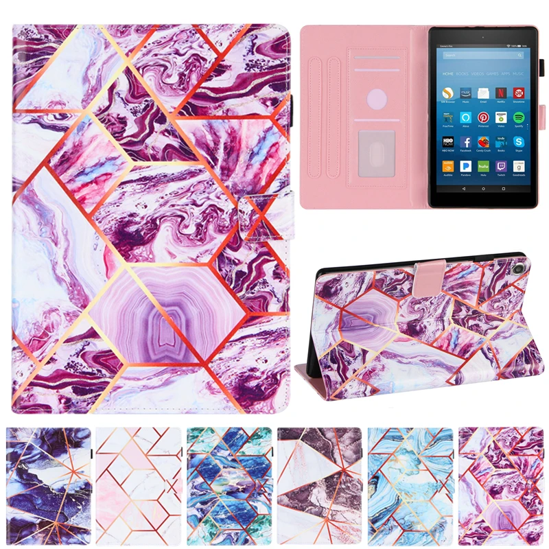 

Tablet Cover For Amazon Kindle Fire HD8 HD 8 Marble Leather Sleep Case For Coque Amazon HD8 HD 8 2018 2017 8.0 inch Cover Cases