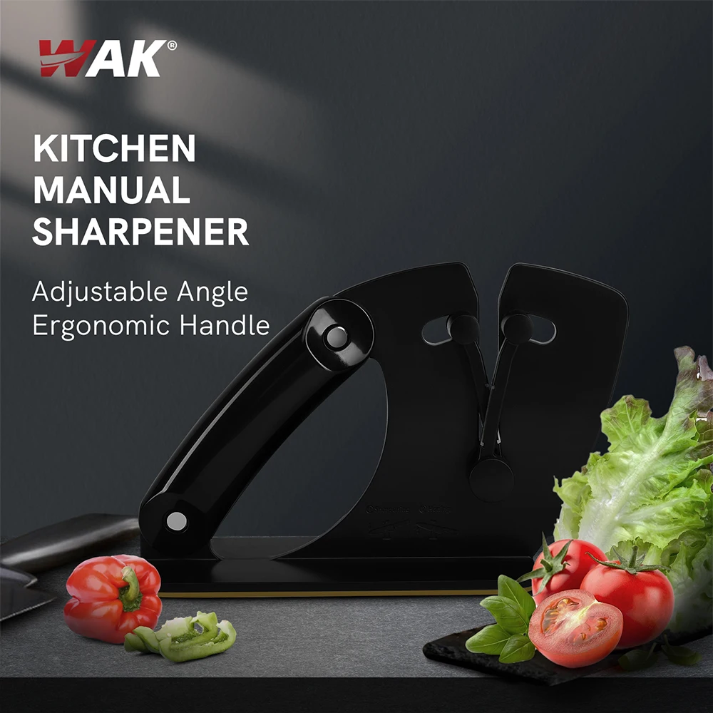 

WAK Professional Kitchen Knife Sharpener Ergonomic Handle Sharpening Tools Adjustable Manual Kitchen Sharpener for Knives