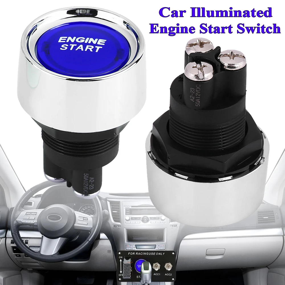 

Universal 12V Car Red/Blue Illuminated Engine Start Switch Push Button Race Starter 22mm