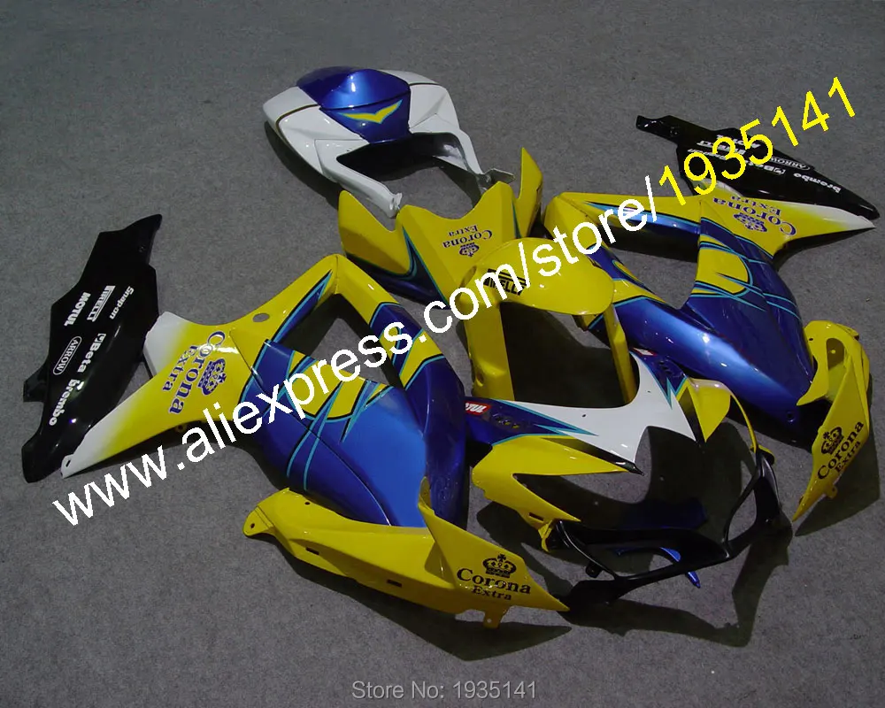

Для Suzuki GSXR600 GSX-R750 K8 08 09 10 GSXR-600 GSXR750 2008 2009 2010 желтый синий комплект обтекателей кузова (литьё под давлением)