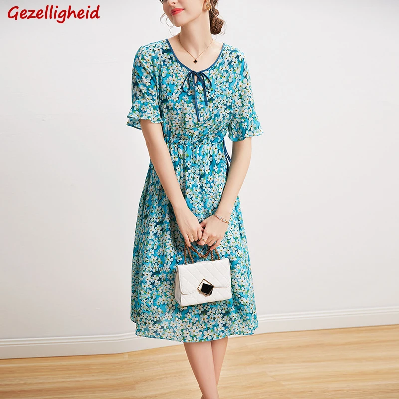 

Gezelligheid Dresses For Women 2021 New Fashion Summer Elegant Casual Loose Slim Thin Kawaii 100% Natural Mulberry Silk Dress