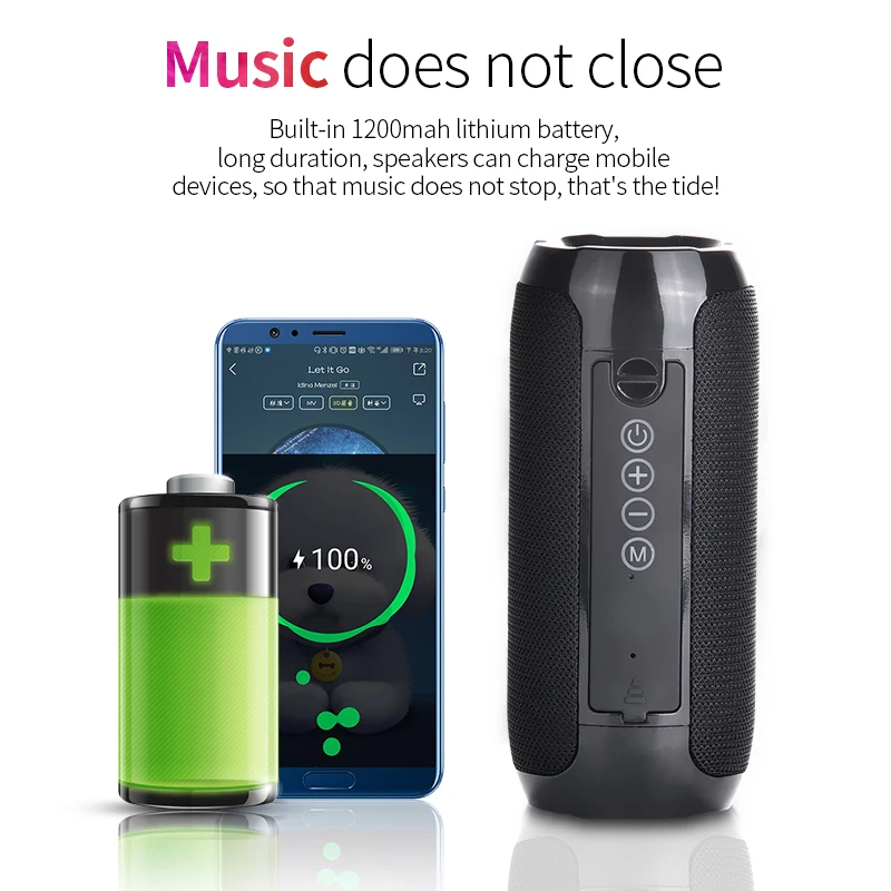TG117 Hifi Portable Speaker Waterproof Wireless Bluetooth Column Bass hifi Soundbar Surround Subwoofer support usb aux fm radio |