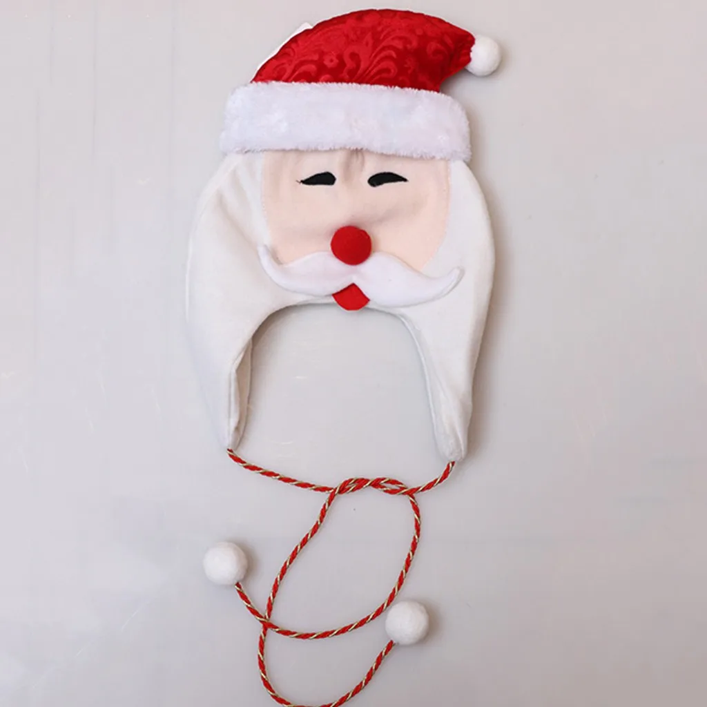 Шапка детская с длинным шнурком теплая шапка мультяшным рисунком снега оленя для