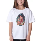 Модная футболка для девочек С Рисунком Тигра, тату, жасмина, принцессы, повседневный белый топ с круглым вырезом, летняя футболка большого размера, детская одежда