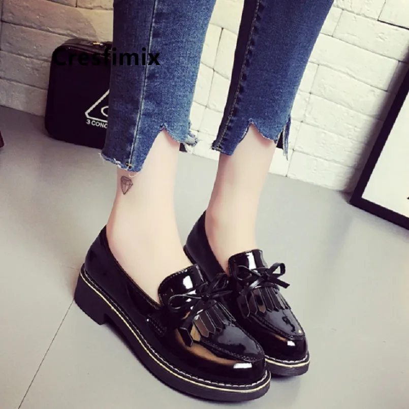 

Cresfimix Ladies Cute Black Pu Leather High Quality Platform Shoes Women Fashion Sweet Shoes Female Autumn & Winter Shoes B5486