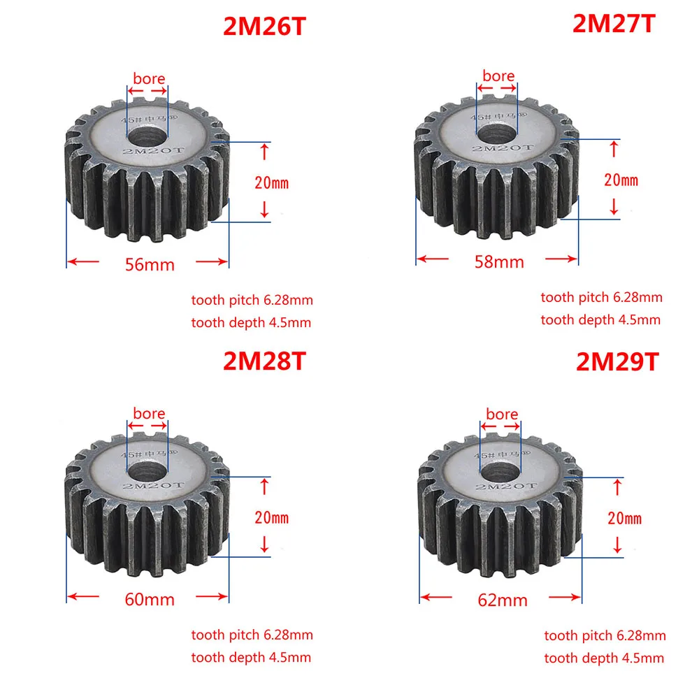 

1 шт., 2Mod, 26 T-41 T, 45 #, металлический модуль с зубчатой шестерней из стали