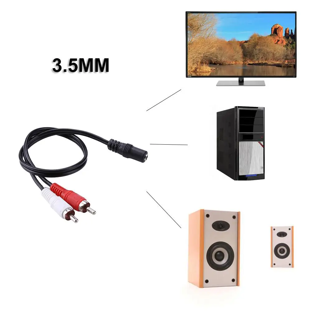 3 5 мм Женская стерео заглушка для 2 RCA штекер с разъемом подачи внешнего сигнала Aux