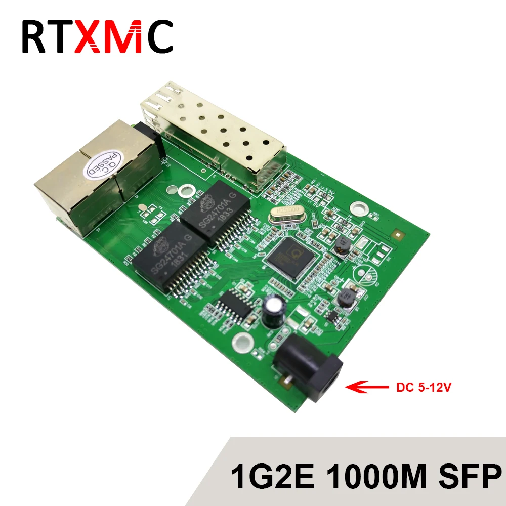 1SFP2RJ45 волоконный медиа-конвертер на RJ45 гигабитный 10/100/1000M Ethernet преобразователь