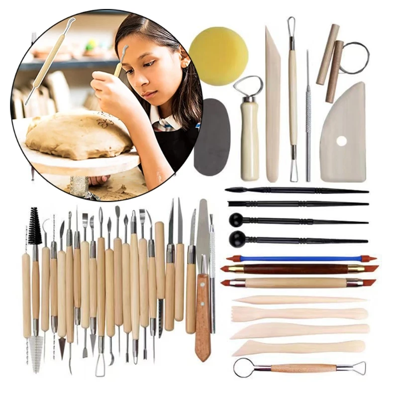

Clay Tools Sculpting Pottery Tools Polymer Modeling Clay Sculpture Set for Pottery Modeling,Carving,Ceramics N7MC
