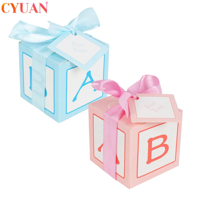 

10 шт. Baby Shower коробка для конфет с лентой шоколадные конфеты сумка Свадебные украшения для мальчиков и девочек, для дня рождения, детский праз...