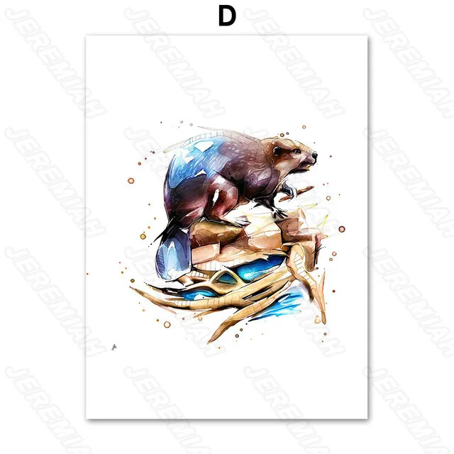

Wolf Polar Bear Cartoon Animal Poster Nordic Style Wall Art Canvas Print Painting Modern Living Room Decoration