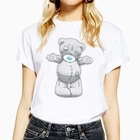 Женская футболка с принтом медведя из мультфильма, летняя футболка большого размера, женская футболка с коротким рукавом и круглым вырезом, топы HH1600