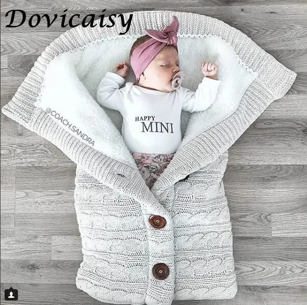 

Зимняя детская пижама, детский спальный мешок, конверт для детской коляски, вязаный спальный мешок, пеленка для новорожденных, Вязаная Шерс...