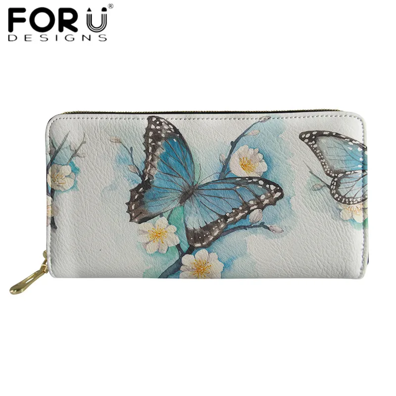 FORUDESIGNS кошельки из искусственной кожи на молнии с животными бабочками цветами 3D